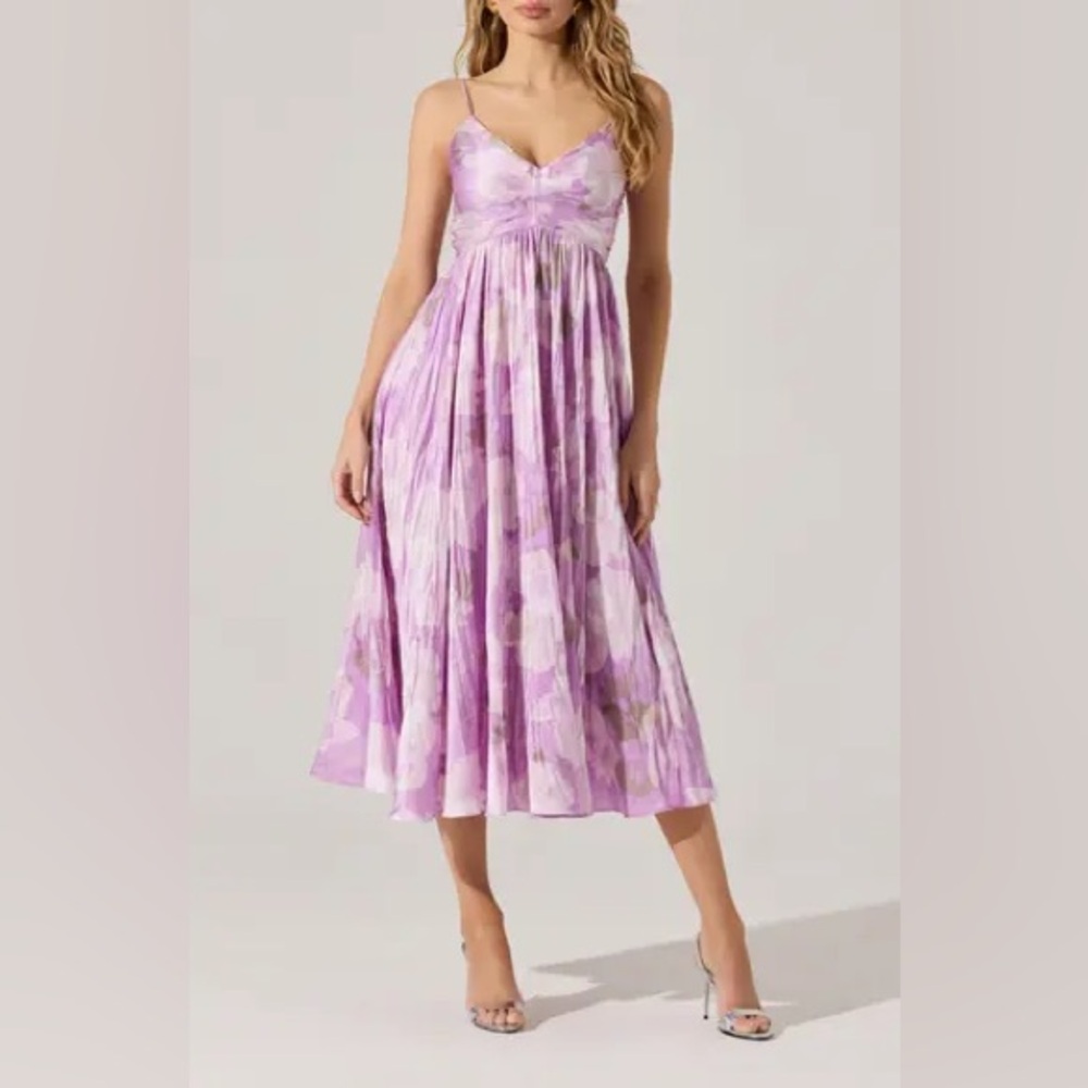 ASTR the Label Floral Midi Sundress in Abstract Elegant Floral Lavender Sz XS